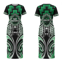 Aotearoa Ngati Maniapoto Personalised Couples Matching Short Sleeve Bodycon Dress and Long Sleeve Button Shirt Maori Iwi Poutama Puhoro Tattoo LT14 - Polynesian Pride