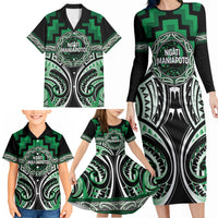 Aotearoa Ngati Maniapoto Personalised Family Matching Long Sleeve Bodycon Dress and Hawaiian Shirt Maori Iwi Poutama Puhoro Tattoo LT14 - Polynesian Pride