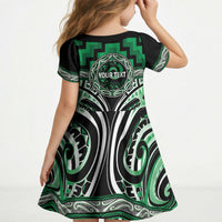 Aotearoa Ngati Maniapoto Personalised Kid Short Sleeve Dress Maori Iwi Poutama Puhoro Tattoo LT14 - Polynesian Pride
