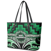 Aotearoa Ngati Maniapoto Leather Tote Bag Maori Iwi Poutama Puhoro Tattoo LT14 - Polynesian Pride