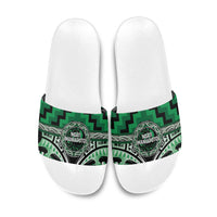 Aotearoa Ngati Maniapoto Slide Sandals Maori Iwi Poutama Puhoro Tattoo LT14 Green - Polynesian Pride
