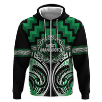 Aotearoa Ngati Maniapoto Personalised Zip Hoodie Maori Iwi Poutama Puhoro Tattoo LT14 Zip Hoodie Green - Polynesian Pride
