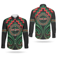 Aotearoa Ngai Tuhoe Personalised Couples Matching Off Shoulder Short Dress and Long Sleeve Button Shirt Maori Iwi Poutama Puhoro Tattoo LT14 - Polynesian Pride