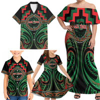 Aotearoa Ngai Tuhoe Personalised Family Matching Off Shoulder Maxi Dress and Hawaiian Shirt Maori Iwi Poutama Puhoro Tattoo LT14 - Polynesian Pride