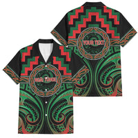 Aotearoa Ngai Tuhoe Personalised Family Matching Summer Maxi Dress and Hawaiian Shirt Maori Iwi Poutama Puhoro Tattoo LT14 Dad's Shirt - Short Sleeve Green - Polynesian Pride