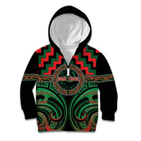 Aotearoa Ngai Tuhoe Personalised Kid Hoodie Maori Iwi Poutama Puhoro Tattoo LT14 Zip Hoodie Green - Polynesian Pride