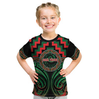 Aotearoa Ngai Tuhoe Personalised Kid T Shirt Maori Iwi Poutama Puhoro Tattoo LT14 Green - Polynesian Pride