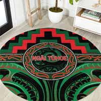 Aotearoa Ngai Tuhoe Round Carpet Maori Iwi Poutama Puhoro Tattoo LT14 Green - Polynesian Pride