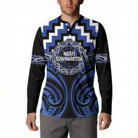 Aotearoa Ngati Tuwharetoa Personalised Button Sweatshirt Maori Iwi Poutama Puhoro Tattoo LT14 - Polynesian Pride