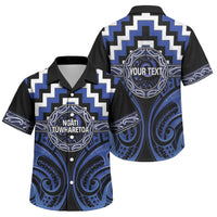 Aotearoa Ngati Tuwharetoa Personalised Family Matching Summer Maxi Dress and Hawaiian Shirt Maori Iwi Poutama Puhoro Tattoo LT14 Son's Shirt Blue - Polynesian Pride