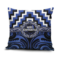Aotearoa Ngati Tuwharetoa Pillow Cover Maori Iwi Poutama Puhoro Tattoo LT14 Blue - Polynesian Pride