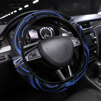 Aotearoa Ngati Tuwharetoa Steering Wheel Cover Maori Iwi Poutama Puhoro Tattoo LT14 Universal Fit Blue - Polynesian Pride