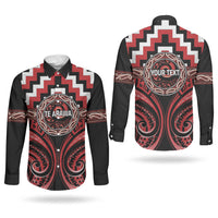 Aotearoa Te Arawa Personalised Couples Matching Summer Maxi Dress and Long Sleeve Button Shirt Maori Iwi Poutama Puhoro Tattoo LT14 - Polynesian Pride