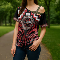 Aotearoa Te Arawa Personalised Cross Shoulder Shirt Maori Iwi Poutama Puhoro Tattoo LT14 - Polynesian Pride