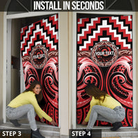 Aotearoa Te Arawa Personalised Door Cover Maori Iwi Poutama Puhoro Tattoo LT14 - Polynesian Pride