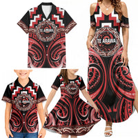 Aotearoa Te Arawa Personalised Family Matching Summer Maxi Dress and Hawaiian Shirt Maori Iwi Poutama Puhoro Tattoo LT14 - Polynesian Pride