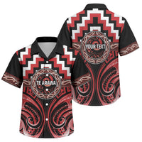 Aotearoa Te Arawa Personalised Family Matching Summer Maxi Dress and Hawaiian Shirt Maori Iwi Poutama Puhoro Tattoo LT14 Son's Shirt Red - Polynesian Pride