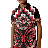 Aotearoa Te Arawa Personalised Kid Polo Shirt Maori Iwi Poutama Puhoro Tattoo LT14 Kid Red - Polynesian Pride