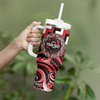 Aotearoa Te Arawa Personalised Tumbler With Handle Maori Iwi Poutama Puhoro Tattoo LT14 - Polynesian Pride