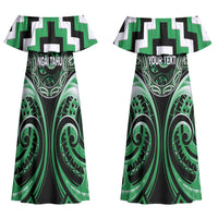 Aotearoa Ngai Tahu Personalised Couples Matching Off Shoulder Maxi Dress and Hawaiian Shirt Maori Iwi Poutama Puhoro Tattoo LT14 - Polynesian Pride