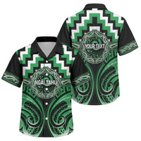 Aotearoa Ngai Tahu Personalised Family Matching Long Sleeve Bodycon Dress and Hawaiian Shirt Maori Iwi Poutama Puhoro Tattoo LT14 Son's Shirt Green - Polynesian Pride