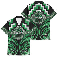 Aotearoa Ngai Tahu Personalised Family Matching Mermaid Dress and Hawaiian Shirt Maori Iwi Poutama Puhoro Tattoo LT14 Dad's Shirt - Short Sleeve Green - Polynesian Pride