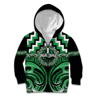 Aotearoa Ngai Tahu Personalised Kid Hoodie Maori Iwi Poutama Puhoro Tattoo LT14 Zip Hoodie Green - Polynesian Pride