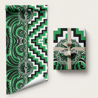 Aotearoa Ngai Tahu Wrapping Paper Maori Iwi Poutama Puhoro Tattoo LT14 58" × 23" Green - Polynesian Pride