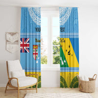 Personalised Malampa Fiji Day Window Curtain 10 October Fijian Tapa Flag Style