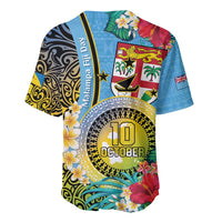 Vanuatu Malampa Fiji Day Baseball Jersey Happy 10 October With Maps Tropical Flowers LT14 - Polynesian Pride