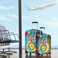 Vanuatu Malampa Fiji Day Luggage Cover Happy 10 October With Maps Tropical Flowers