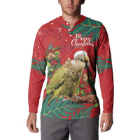 Personalised New Zealand Kakapo Christmas Button Sweatshirt Meri Kirihimete Silver Fern Mix Pohutukawa