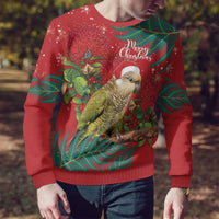 Personalised New Zealand Kakapo Christmas Ugly Christmas Sweater Meri Kirihimete Silver Fern Mix Pohutukawa