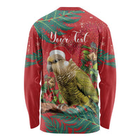 Personalised New Zealand Kakapo Christmas Long Sleeve Shirt Meri Kirihimete Silver Fern Mix Pohutukawa