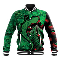 New Zealand Gecko Christmas Baseball Jacket Meri Kirihimete Paua Shell Mix Pohutukawa