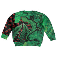 New Zealand Gecko Christmas Kid Ugly Christmas Sweater Meri Kirihimete Paua Shell Mix Pohutukawa