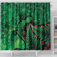 New Zealand Gecko Christmas Shower Curtain Meri Kirihimete Paua Shell Mix Pohutukawa