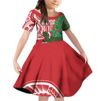 Personalised New Zealand Tuatara Christmas Family Matching Off Shoulder Short Dress and Hawaiian Shirt Meri Kirihimete Aotearoa Maori Mix Pohutukawa