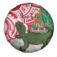 Personalised New Zealand Tuatara Christmas Spare Tire Cover Meri Kirihimete Aotearoa Maori Mix Pohutukawa
