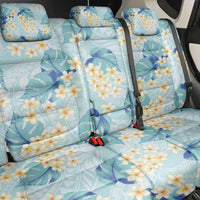 Pastel Cyan Tropical Hawaii Back Car Seat Cover Seamless Monstera Plumeria Hawaiian Pattern - Polynesian Pride
