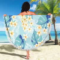 Pastel Cyan Tropical Hawaii Beach Blanket Seamless Monstera Plumeria Hawaiian Pattern - Polynesian Pride