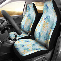 Pastel Cyan Tropical Hawaii Car Seat Cover Seamless Monstera Plumeria Hawaiian Pattern - Polynesian Pride
