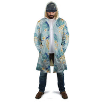 Pastel Cyan Tropical Hawaii Cloak Seamless Monstera Plumeria Hawaiian Pattern - Polynesian Pride