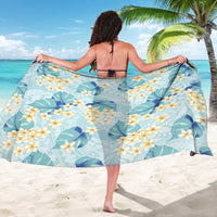 Pastel Cyan Tropical Hawaii Sarong Seamless Monstera Plumeria Hawaiian Pattern - Polynesian Pride