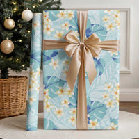 Pastel Cyan Tropical Hawaii Wrapping Paper Seamless Monstera Plumeria Hawaiian Pattern - Polynesian Pride