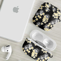 Black Tropical Hawaii AirPods Case Seamless Monstera Plumeria Hawaiian Pattern - Polynesian Pride