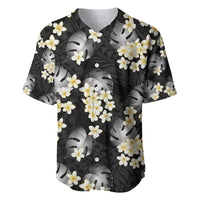 Black Tropical Hawaii Baseball Jersey Seamless Monstera Plumeria Hawaiian Pattern - Polynesian Pride