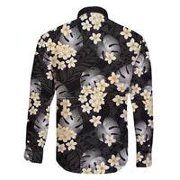 Black Tropical Hawaii Family Matching Off Shoulder Short Dress and Hawaiian Shirt Seamless Monstera Plumeria Hawaiian Pattern - Polynesian Pride