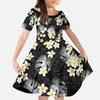 Black Tropical Hawaii Family Matching Tank Maxi Dress and Hawaiian Shirt Seamless Monstera Plumeria Hawaiian Pattern - Polynesian Pride