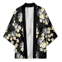 Black Tropical Hawaii Kimono Seamless Monstera Plumeria Hawaiian Pattern - Polynesian Pride